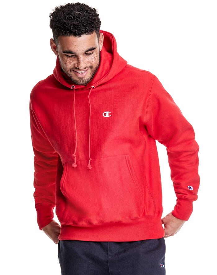 Champion Reverse Weave C Logo Hoodie Heren - Rood - Belgie 7029XPJDC